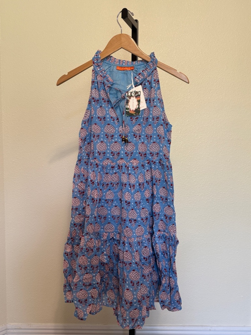 Oliphant 🌹Blue Floral Tiered Cotton dress